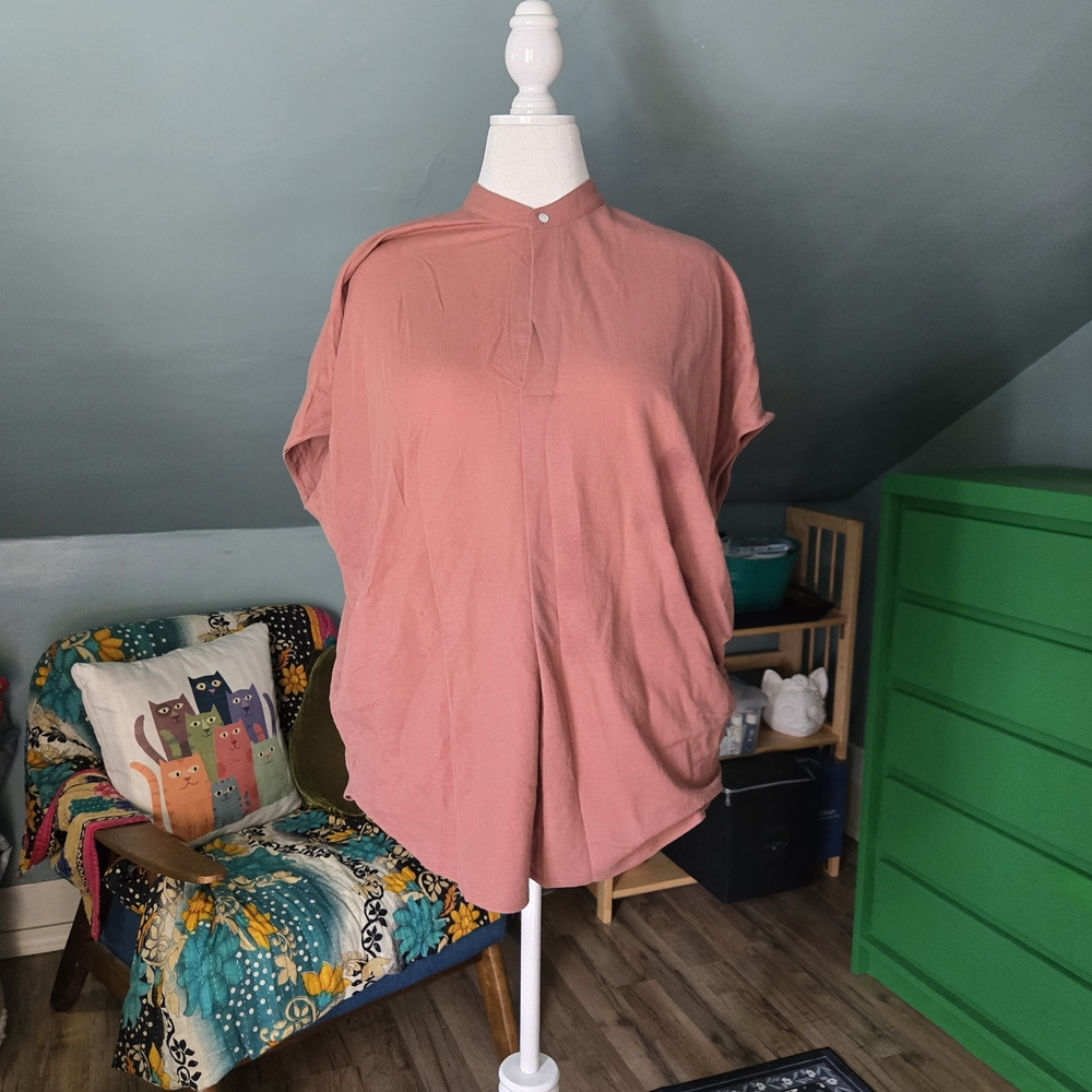 Club Monaco Relaxed Short Sleeve Tunic - Dusty Rose